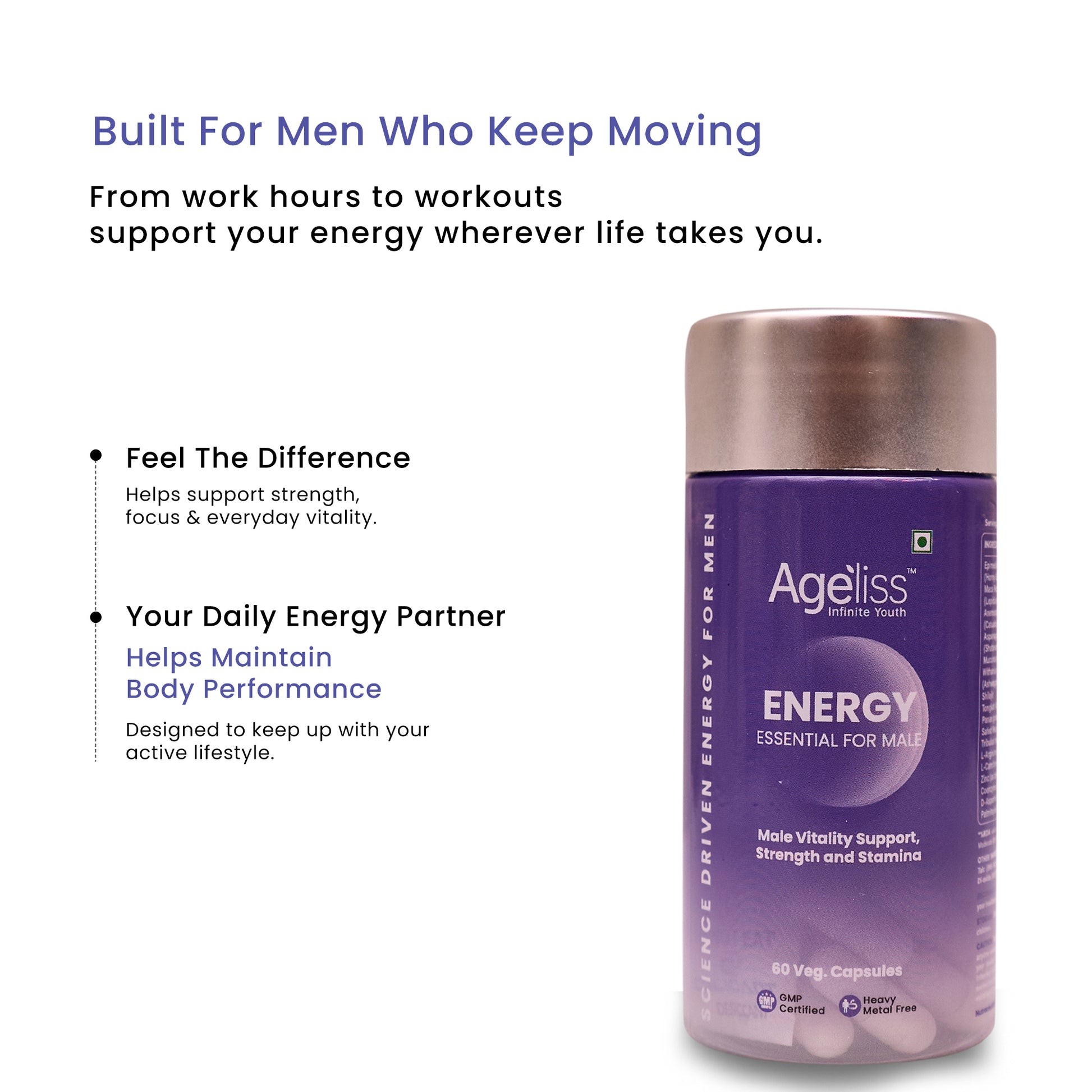Energy Essential for Men supplement supporting daily energy stamina and vitality